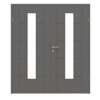 HÖRMANN Doppelflügeltür Groove 13 Staubgrau RAL 7037 Lack DesignLine mit Lichtausschnitt LA 24 mittig mit Zarge