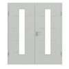 HÖRMANN Doppelflügeltür Groove 14 Grau RAL 7035 Lack DesignLine mit Lichtausschnitt LA 24 mittig mit Zarge