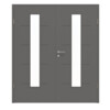 HÖRMANN Doppelflügeltür Groove 14 Staubgrau RAL 7037 Lack DesignLine mit Lichtausschnitt LA 24 mittig mit Zarge