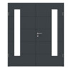HÖRMANN Doppelflügeltür Groove 15 Anthrazit RAL 7016 Lack DesignLine mit Lichtausschnitt LA 24 bandseitig mit Zarge