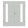 HÖRMANN Doppelflügeltür Groove 15 Grau RAL 7035 Lack DesignLine mit Lichtausschnitt LA 24 bandseitig mit Zarge