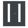 HÖRMANN Doppelflügeltür Groove 15 Anthrazit RAL 7016 Lack DesignLine mit Lichtausschnitt LA 24 mittig mit Zarge