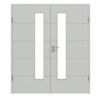 HÖRMANN Doppelflügeltür Groove 15 Grau RAL 7035 Lack DesignLine mit Lichtausschnitt LA 24 schlossseitig mit Zarge