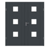 HÖRMANN Doppelflügeltür Groove 16 Anthrazit RAL 7016 Lack DesignLine mit Lichtausschnitt LA 10 mit Zarge