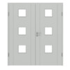 HÖRMANN Doppelflügeltür Groove 16 Grau RAL 7035 Lack DesignLine mit Lichtausschnitt LA 10 mit Zarge
