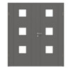 HÖRMANN Doppelflügeltür Groove 16 Staubgrau RAL 7037 Lack DesignLine mit Lichtausschnitt LA 10 mit Zarge