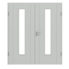 HÖRMANN Doppelflügeltür Groove 16 Grau RAL 7035 Lack DesignLine mit Lichtausschnitt LA 24 mittig mit Zarge