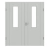 HÖRMANN Doppelflügeltür Groove 16 Grau RAL 7035 Lack DesignLine mit Lichtausschnitt LA 4 mittig mit Zarge