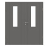 HÖRMANN Doppelflügeltür Groove 16 Staubgrau RAL 7037 Lack DesignLine mit Lichtausschnitt LA 4 mittig mit Zarge