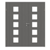 HÖRMANN Doppelflügeltür Groove 16 Staubgrau RAL 7037 Lack DesignLine mit Lichtausschnitt LA 5 mit Zarge