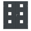 HÖRMANN Doppelflügeltür Groove 20 Anthrazit RAL 7016 Lack DesignLine mit Lichtausschnitt LA 10 mit Zarge