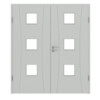 HÖRMANN Doppelflügeltür Groove 20 Grau RAL 7035 Lack DesignLine mit Lichtausschnitt LA 10 mit Zarge