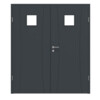HÖRMANN Doppelflügeltür Groove 20 Anthrazit RAL 7016 Lack DesignLine mit Lichtausschnitt LA 14 mit Zarge