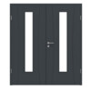 HÖRMANN Doppelflügeltür Groove 20 Anthrazit RAL 7016 Lack DesignLine mit Lichtausschnitt LA 24 mittig mit Zarge