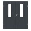 HÖRMANN Doppelflügeltür Groove 20 Anthrazit RAL 7016 Lack DesignLine mit Lichtausschnitt LA 4 mittig mit Zarge
