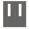 HÖRMANN Doppelflügeltür Groove 20 Staubgrau RAL 7037 Lack DesignLine mit Lichtausschnitt LA 4 mittig mit Zarge