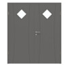 HÖRMANN Doppelflügeltür Groove 20 Staubgrau RAL 7037 Lack DesignLine mit Lichtausschnitt LA 6 Raute mit Zarge