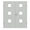 HÖRMANN Doppelflügeltür Groove 23 Grau RAL 7035 Lack DesignLine mit Lichtausschnitt LA 10 mit Zarge