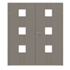 HÖRMANN Doppelflügeltür Groove 23 Taupe RAL 7048 Lack DesignLine mit Lichtausschnitt LA 10 mit Zarge
