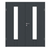 HÖRMANN Doppelflügeltür Groove 23 Anthrazit RAL 7016 Lack DesignLine mit Lichtausschnitt LA 24 mittig mit Zarge