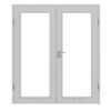 HÖRMANN Doppelflügeltür Groove 23 Grau RAL 7035 Lack DesignLine mit Lichtausschnitt LA 27 mit Zarge