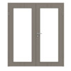 HÖRMANN Doppelflügeltür Groove 23 Taupe RAL 7048 Lack DesignLine mit Lichtausschnitt LA 27 mit Zarge