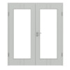 HÖRMANN Doppelflügeltür Groove 23 Grau RAL 7035 Lack DesignLine mit Lichtausschnitt LA 8 mit Zarge