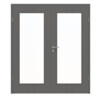 HÖRMANN Doppelflügeltür Groove 23 Staubgrau RAL 7037 Lack DesignLine mit Lichtausschnitt LA 8 mit Zarge