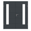 HÖRMANN Doppelflügeltür Groove 27 Anthrazit RAL 7016 Lack DesignLine mit Lichtausschnitt LA 24 bandseitig mit Zarge