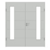 HÖRMANN Doppelflügeltür Groove 27 Grau RAL 7035 Lack DesignLine mit Lichtausschnitt LA 24 bandseitig mit Zarge