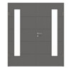 HÖRMANN Doppelflügeltür Groove 27 Staubgrau RAL 7037 Lack DesignLine mit Lichtausschnitt LA 24 bandseitig mit Zarge