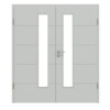 HÖRMANN Doppelflügeltür Groove 27 Grau RAL 7035 Lack DesignLine mit Lichtausschnitt LA 24 schlossseitig mit Zarge