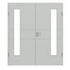 HÖRMANN Doppelflügeltür Groove 29 Grau RAL 7035 Lack DesignLine mit Lichtausschnitt LA 24 bandseitig mit Zarge