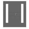 HÖRMANN Doppelflügeltür Groove 29 Staubgrau RAL 7037 Lack DesignLine mit Lichtausschnitt LA 24 bandseitig mit Zarge