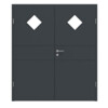 HÖRMANN Doppelflügeltür Groove 29 Anthrazit RAL 7016 Lack DesignLine mit Lichtausschnitt LA 6 mit Zarge