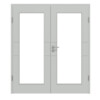 HÖRMANN Doppelflügeltür Groove 29 Grau RAL 7035 Lack DesignLine mit Lichtausschnitt LA 8 mit Zarge