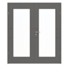 HÖRMANN Doppelflügeltür Groove 29 Staubgrau RAL 7037 Lack DesignLine mit Lichtausschnitt LA 8 mit Zarge