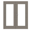 HÖRMANN Doppelflügeltür Groove 29 Taupe RAL 7048 Lack DesignLine mit Lichtausschnitt LA 8 mit Zarge