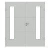 HÖRMANN Doppelflügeltür Groove 31 Grau RAL 7035 Lack DesignLine mit Lichtausschnitt LA 24 bandseitig mit Zarge
