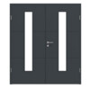 HÖRMANN Doppelflügeltür Groove 31 Anthrazit RAL 7016 Lack DesignLine mit Lichtausschnitt LA 24 mittig mit Zarge