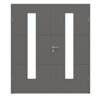 HÖRMANN Doppelflügeltür Groove 31 Staubgrau RAL 7037 Lack DesignLine mit Lichtausschnitt LA 24 mittig mit Zarge