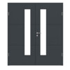 HÖRMANN Doppelflügeltür Groove 31 Anthrazit RAL 7016 Lack DesignLine mit Lichtausschnitt LA 24 schlossseitig mit Zarge