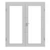 HÖRMANN Doppelflügeltür Groove 31 Grau RAL 7035 Lack DesignLine mit Lichtausschnitt LA 27 mit Zarge