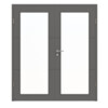 HÖRMANN Doppelflügeltür Groove 31 Staubgrau RAL 7037 Lack DesignLine mit Lichtausschnitt LA 27 mit Zarge