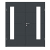 HÖRMANN Doppelflügeltür Groove 34 Anthrazit RAL 7016 Lack DesignLine mit Lichtausschnitt LA 24 bandseitig mit Zarge