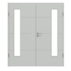 HÖRMANN Doppelflügeltür Groove 34 Grau RAL 7035 Lack DesignLine mit Lichtausschnitt LA 24 bandseitig mit Zarge