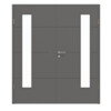 HÖRMANN Doppelflügeltür Groove 34 Staubgrau RAL 7037 Lack DesignLine mit Lichtausschnitt LA 24 bandseitig mit Zarge