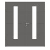 HÖRMANN Doppelflügeltür Groove 34 Staubgrau RAL 7037 Lack DesignLine mit Lichtausschnitt LA 24 mittig mit Zarge