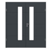 HÖRMANN Doppelflügeltür Groove 34 Anthrazit RAL 7016 Lack DesignLine mit Lichtausschnitt LA 24 schlossseitig mit Zarge