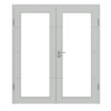 HÖRMANN Doppelflügeltür Groove 34 Grau RAL 7035 Lack DesignLine mit Lichtausschnitt LA 27 mit Zarge